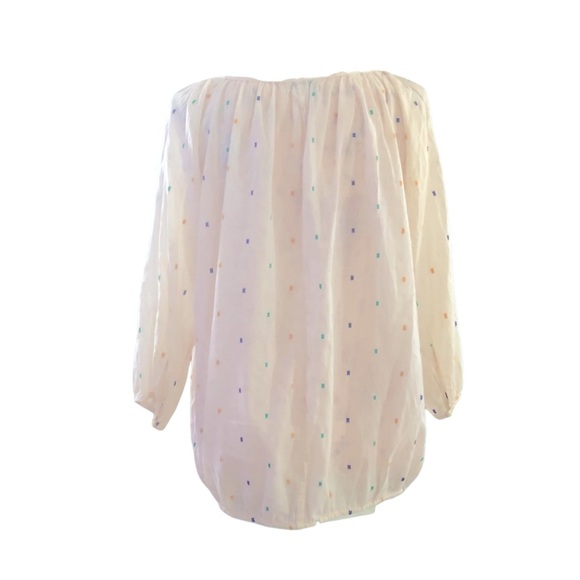 J.Crew Chambray Dot Peasant Blouse - Picture 3 of 3